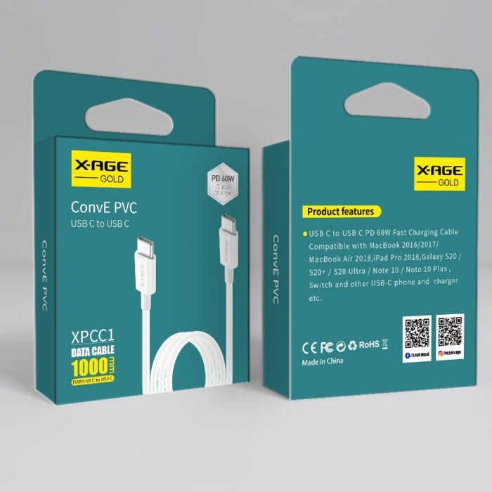 X-AGE ConvE Swift Charge Type C - C PD Data Cable | XPCC1 - Image 2