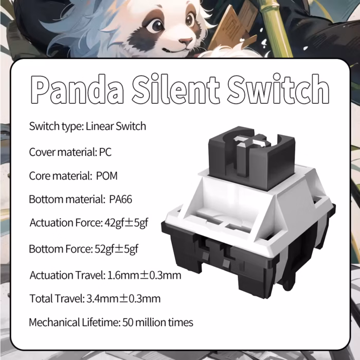 Panda Silent Linear Mechanical Keyboard Lubed Switch – 5PIN - Image 3