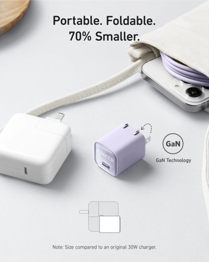 Anker 511 Charger (Nano 3, 30W) with USB-C to Lightning Cable - Image 2