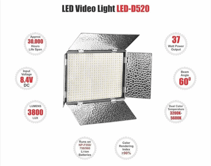 NK Professional Video LED Light | LED-D520 - Image 3