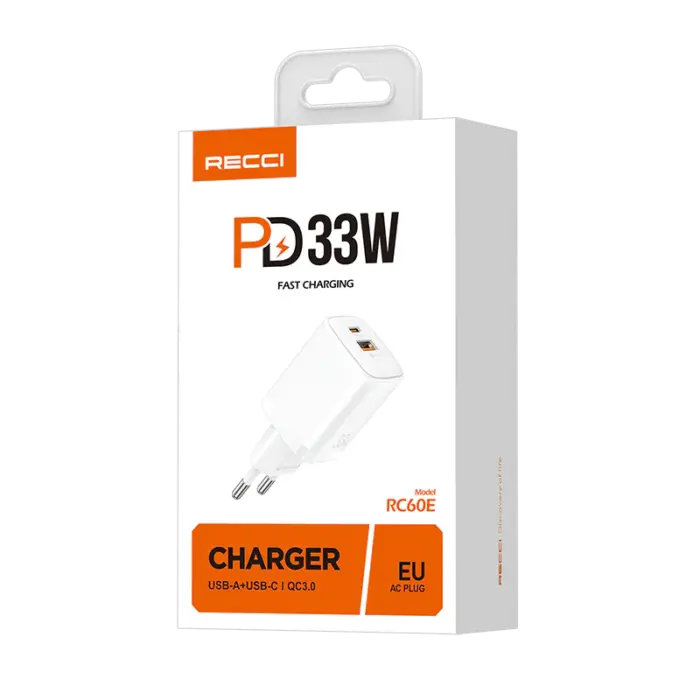 Recci RC60E USB-C and USB-A PD 33W Charger - Image 2