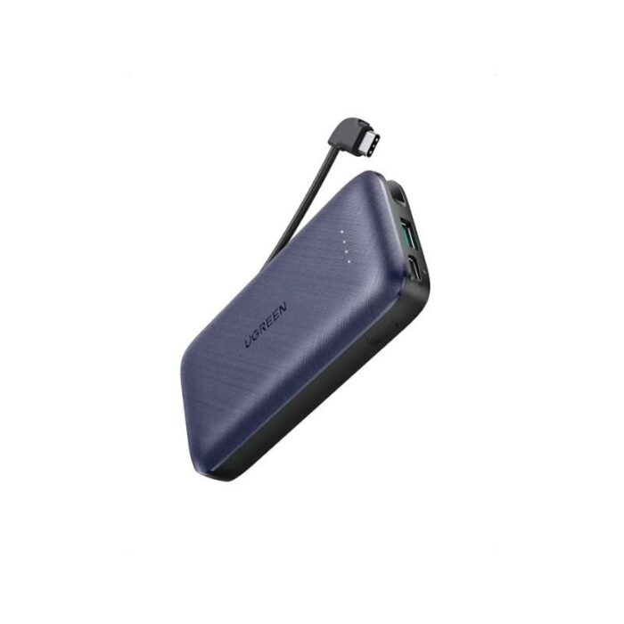 UGREEN 10000mAh Mini Quick Charging Power Bank with Built-in Type-C Cable (20W) - Image 2