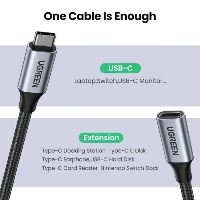 UGREEN 1M Type-C 3.1 Extension Cable | 10Gbps - Image 10