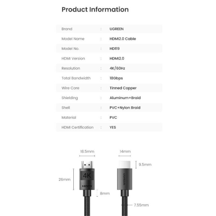 UGREEN 4K HDMI Male to Male Cable (Braided) - Image 12