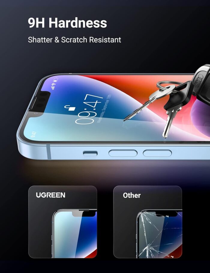 UGREEN Full Coverage HD Tempered Glass Screen Protector with Alignment Tool for iPhone 13/13 Pro (2-Pack) - Image 4