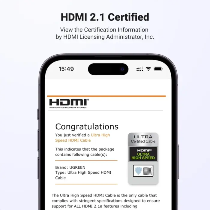 UGREEN 8K@60Hz HDMI 2.1 Male to Male Cable - Image 5