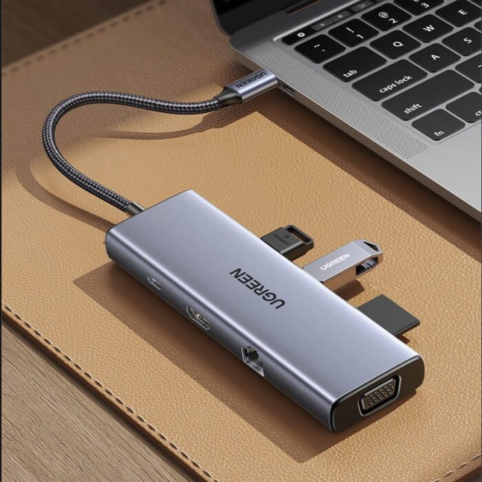UGREEN 9 in 1 USB-C To 3*USB 3.0 A+HDMI+VGA+RJ45 Gigabit+SD/TF+PD Converter - Image 3