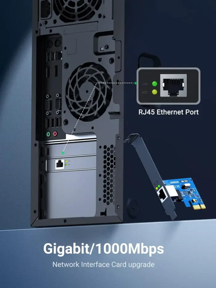 UGREEN Gigabit 10/100/1000Mbps Ethernet PCI Express Network Controller Card for Desktop PC (30771) - Image 4