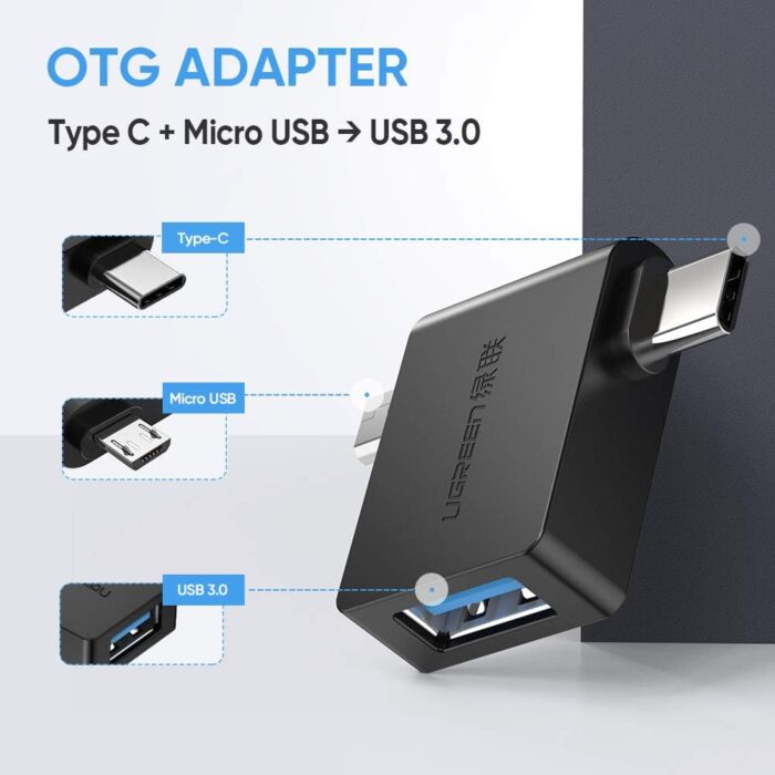 UGREEN Micro USB + USB-C to USB 3.0 OTG Adapter - Image 3