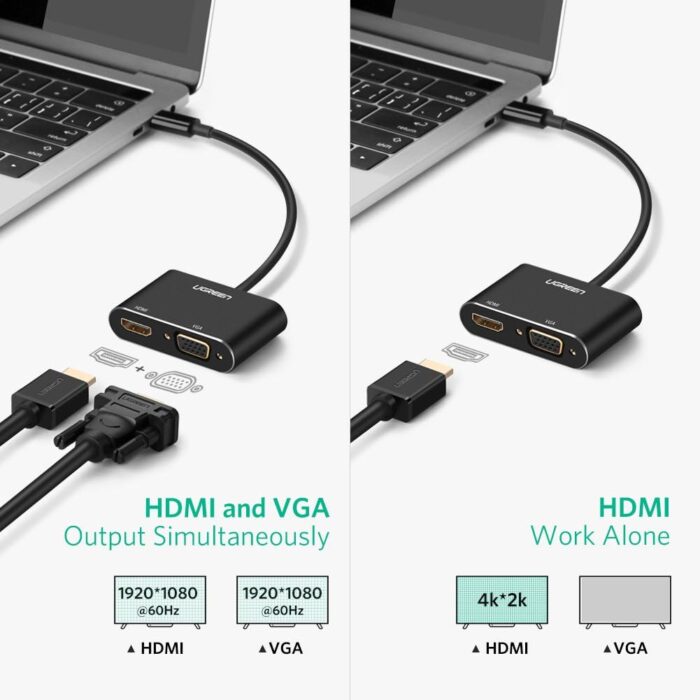 UGREEN Mini DP to HDMI+VGA Converter - Image 6