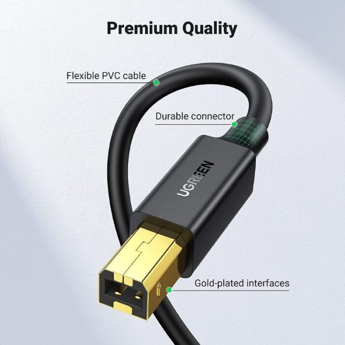 UGREEN USB 2.0 AM to BM Print Cable Gold-Plated - Image 4