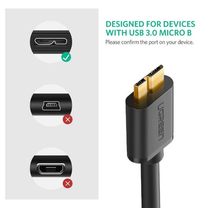 UGREEN USB 3.0 A Male to Micro USB 3.0 Male Cable 0.5m (Model: 10840) - Image 4