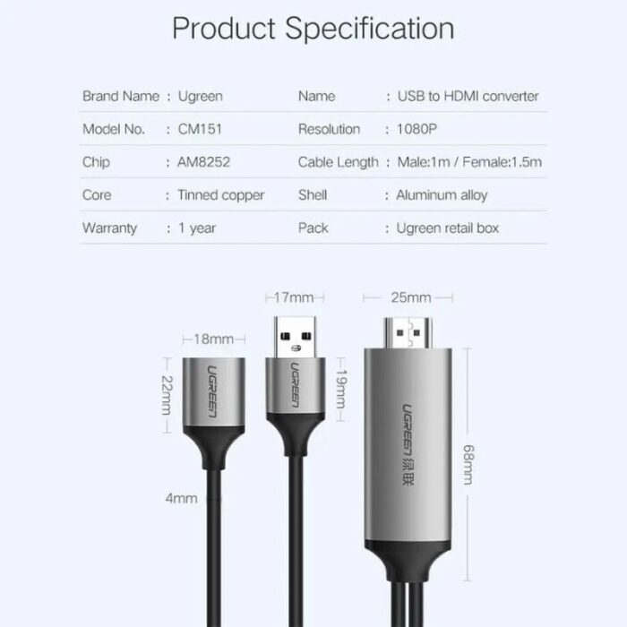 UGREEN USB-A Female To HDMI Male Adapter - Image 3