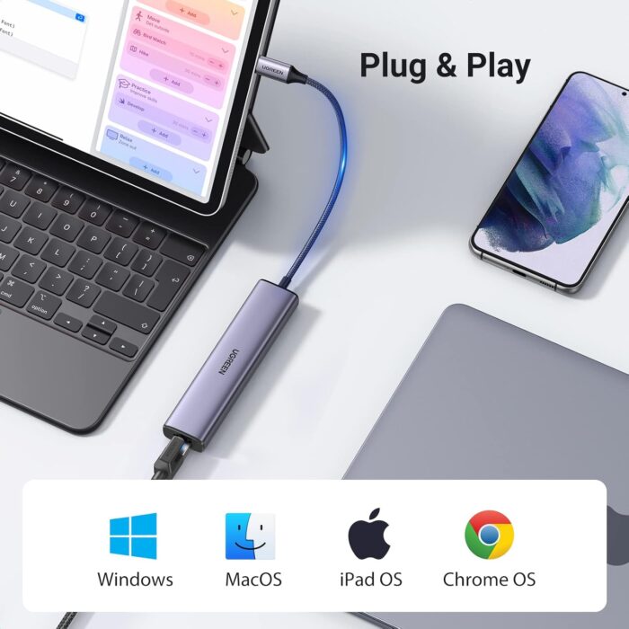 UGREEN USB-C to 3×USB 3.0 Hub + RJ45 (1000M) Ethernet Adapter - Image 6