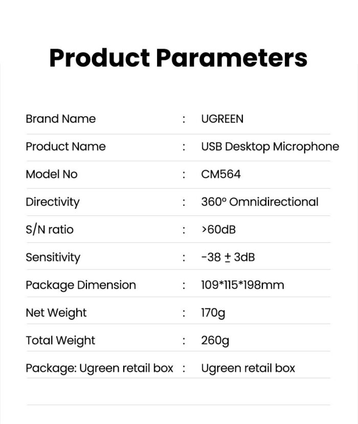 UGREEN USB Desktop Microphone (CM564) - Image 15
