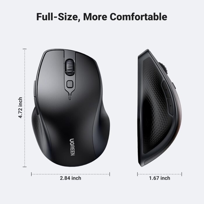 Ugreen Ergonomic Contoured-Shape Design Wireless + Bluetooth Mouse - Image 9