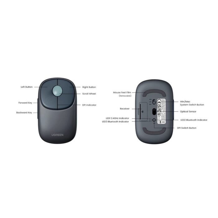 Ugreen FUN+ Wireless Mouse with Bluetooth & Rechargeable Battery - Image 9