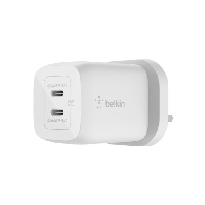 Belkin Charger - BoostCharge Pro Dual USB-C GaN Wall 65W PPS (WCH013zbWH) - Image 2