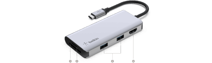 Belkin Adapter - USB-C 5-in1 HDMI + SD Card + MicroSD + 2 USB (AVC007btSGY) - Image 2