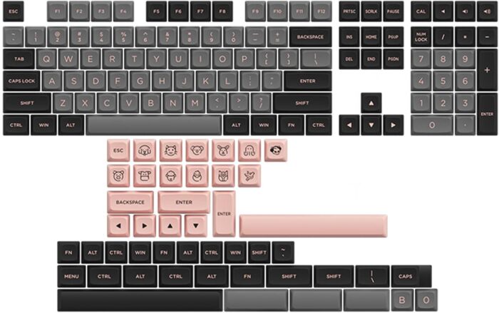 Akko Black & Pink Keycap Set (ASA Low 155-key)