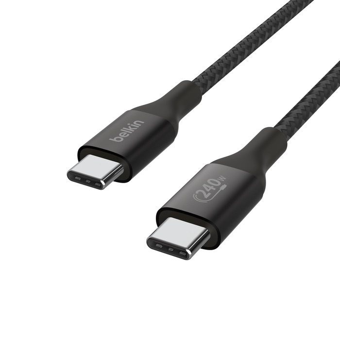 Belkin Cable - BoostCharge Braided USB-C to USB-C 240W 1M - BLK (CAB015bt1MBK) - Image 2