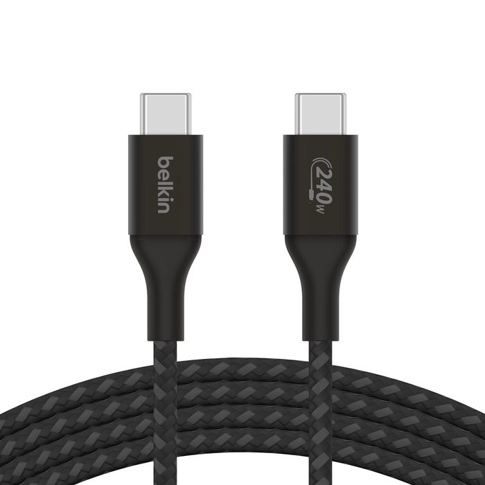 Belkin Cable - BoostCharge Braided USB-C to USB-C 240W 1M - BLK (CAB015bt1MBK) - Image 4