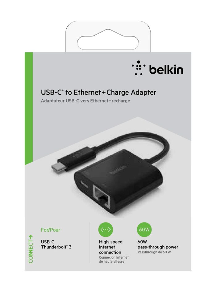 Belkin Adapter - USB-C to ETHERNET + Charge Adapter 60W (INC001btBK) - Image 2