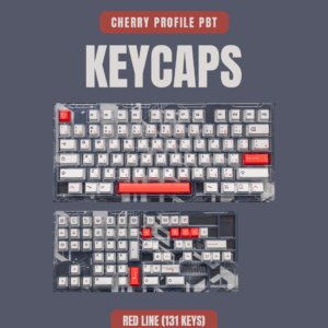 Red Line Keycaps- Cherry Profile PBT Dye Sublimation Keycaps (131 Keys)