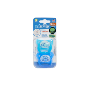 PreVent Glow in the Dark BUTTERFLY SHIELD Pacifier - Stage 2, Blue, 2-Pack