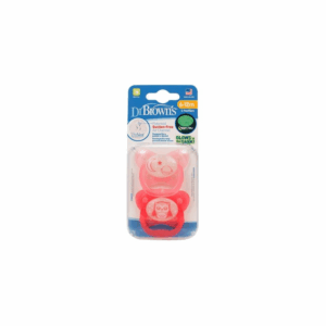 PreVent Glow in the Dark BUTTERFLY SHIELD Pacifier - Stage 2, Pink, 2-Pack