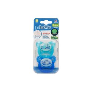 PreVent Glow in the Dark Butterfly Pacifier, Stage 1 Blue, 2-Pack