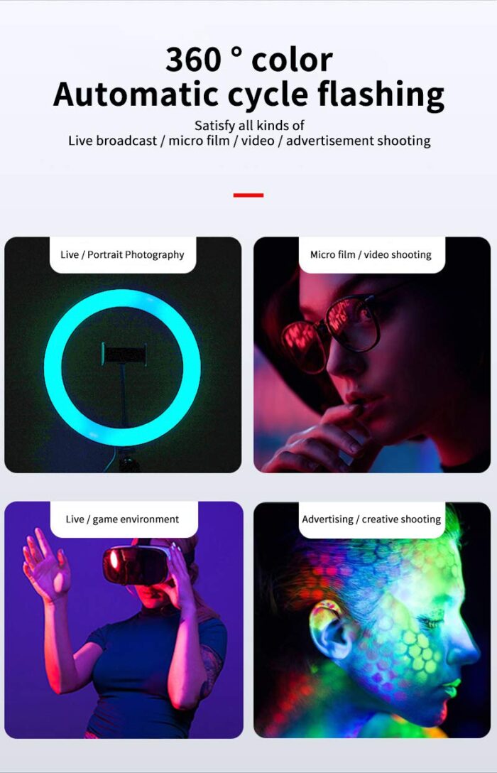 RGB LED Ring Light MJ-33 (33cm) with Stand - Image 6