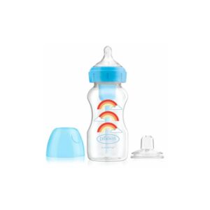 9oz270ml Options+ Wide-Neck Deco Bottle w Sippy Spout Blue