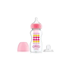 9oz270ml Options+ Wide-Neck Deco Bottle w Sippy Spout Pink