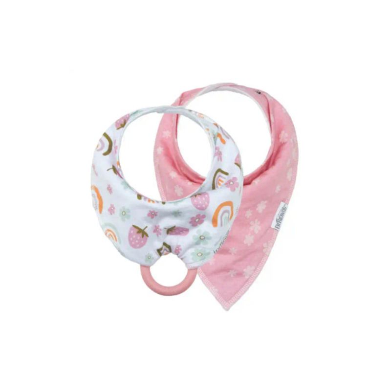 Dr. Brown’s bib and teether combo Strawberry RainbowsFlowers
